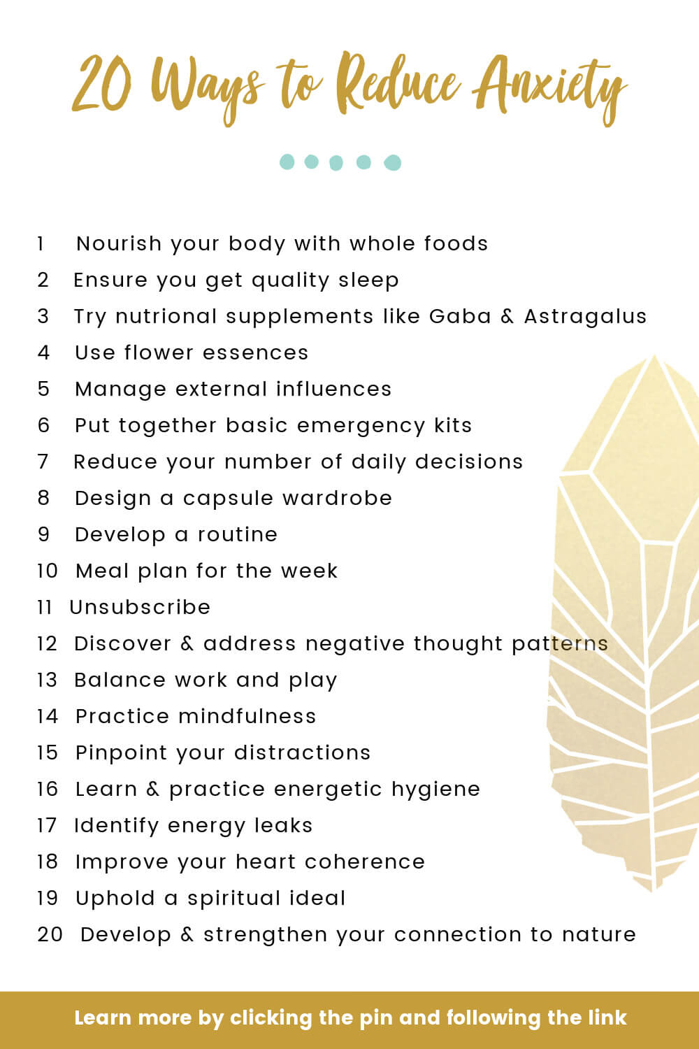 list of 20 tips to reduce anxiety