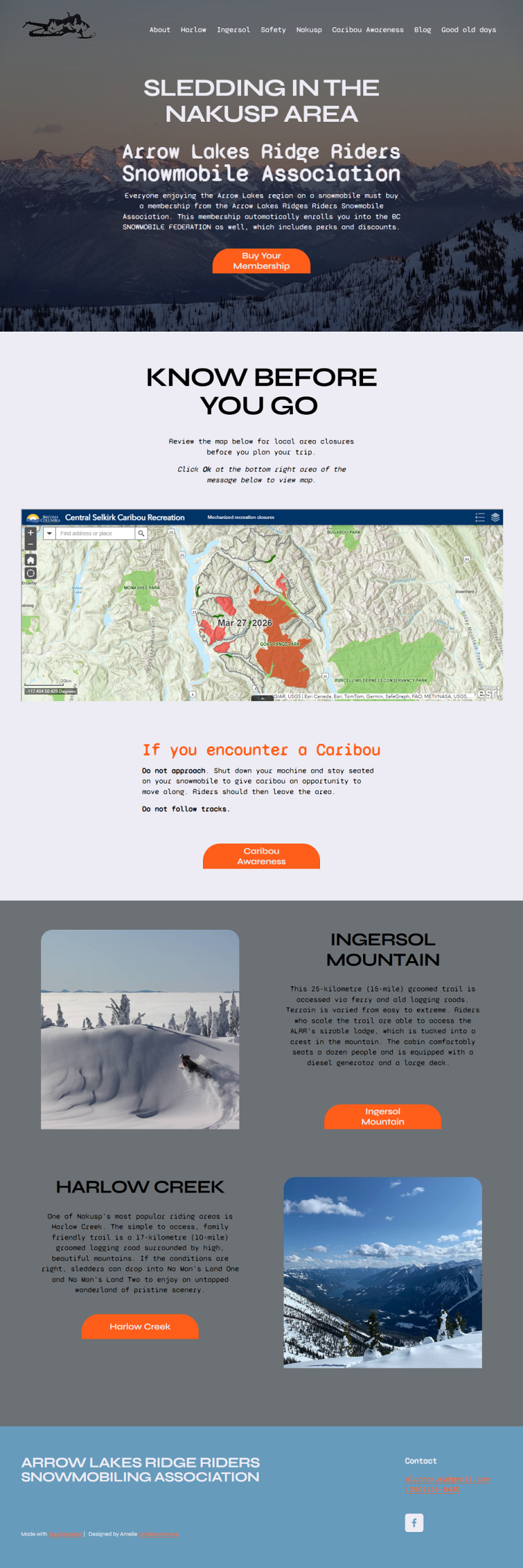 Nakusp Arrow Lakes Ridge Riders main page website design by Undercover.love