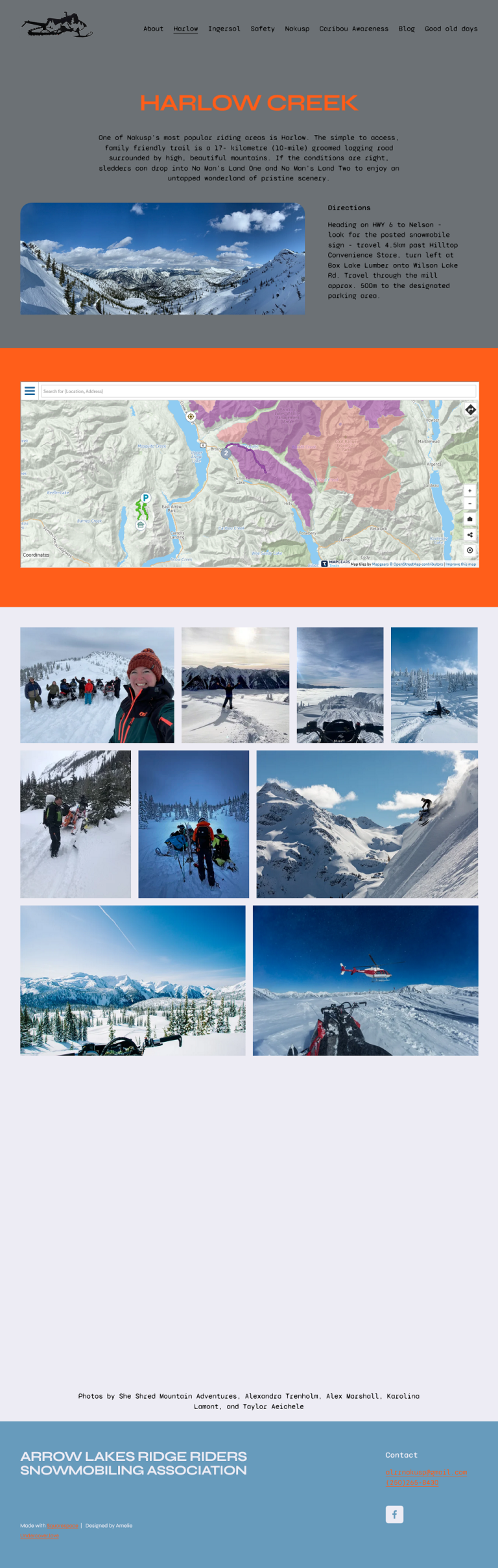 Nakusp Arrow Lakes Ridge Riders Harlow Creek Mountain Website design by Undercover.love