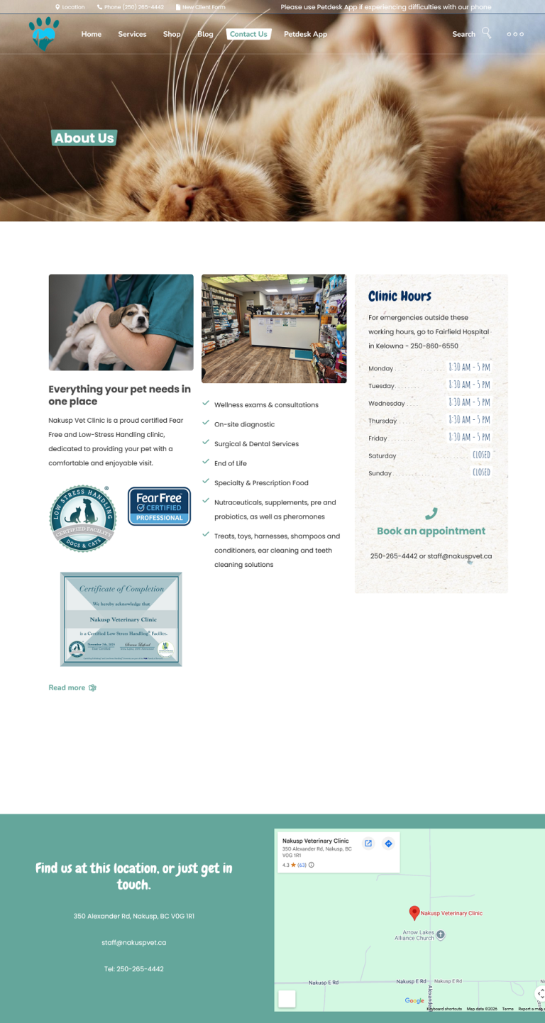 Nakusp Website Design - Nakusp Vet Clinic Portfolio